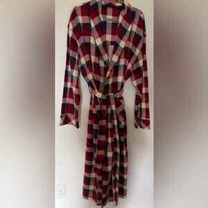 Men's Checkered Lounge Robe - Red, Blue, and White